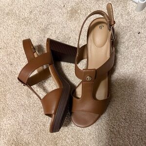 Women’s Brown Leather Block Heel Sandals